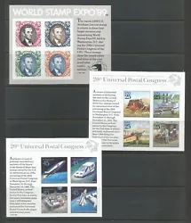 US Scott #2433, 2438, & C126 Imperf. World Stamp Expo.1989 Souvenir Sheets MNH VF. S ee images.