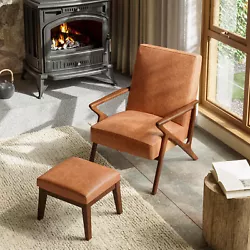 Instill your space with elegance using our armchair-footstool set, marrying durability with stylish, retro-chic...