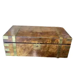 This antique map desk is a beautiful addition to any collectors inventory. Crafted from burl wood and brass, it is a...