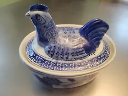 Vintage Blue and White Nesting Hen Casserole Baking/Serving Dish EUC. See Pictures For My Details. I will take pictures...