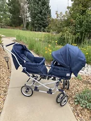 Lightly used INGLESINA Twin/Double Stroller - NAVY BLUE.