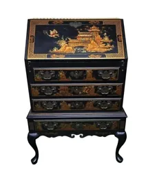 Vintage Chinoiserie Fallfront Secretary Desk. Condition is Used. Shipped with USPS Ground Advantage.