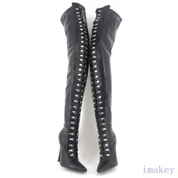 Toe ShapePointed Toe. StyleThigh High Boots. Heel HeightHigh (3-3.9 in). Heel StyleStiletto. Upper MaterialFaux...