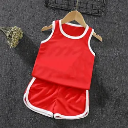 Style:Sports Outfits. Gender: Baby Grils / Baby Boys. 1 x Sleeveless Sports Suit(sleeveless Tee+short pants). Pants...