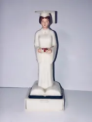 Vintage Graduation Cake Topper Woman Figure5.5” TallUnique - figure sits atop open book with usable drawer as base to...
