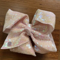 EUC JoJo Siwa Authentic Large Hair Bow Pastel Ballet Pink Sequin Rare Color.