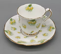 Gladstone Bone China Demitasse Teacup And Saucer Yellow Floral England Primrose.