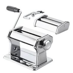 Complete with an authentic hand crank for easy rolling of dough into lasagna or sheet pastas. Convenient, adjustable...