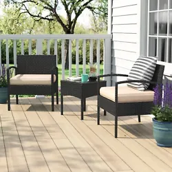 This 3-Piece Outdoor Wicker Bistro Set from Barton is designed for both modern style and lasting comfort. Its elegant...