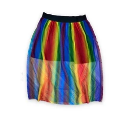 Pride Gender Inclusive Adult Rainbow Tutu Sheer Midi Skirt Size XL Stretch. Item is preowned and shows light wear,...