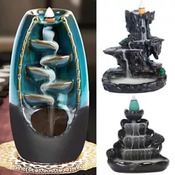 1: The backflow incense burner is made of ceramic material, handmade and noble. The incense burner can either use long...