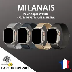 Bracelet Milanais, compatible Apple Watch toutes séries ( 1, 2, 3 ,4, 5 ,6, 7, 8 & SE). Le bracelet le plus vendue...