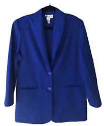 C.B. Collections Misses Sz 10 Royal Blue LS Blazer, 2 Front Pockets, Poly Rayon Blend, Nubby Texture, Made In USA....
