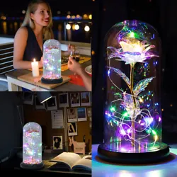 Rose Flower Night Light. 1 x Rose Flower Night Light(Included 3x AAA Batteries). Material: Glass, Plastic, Wood, LED...