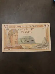 Billet 50 francs Cérès 27-12-1934 en superbe état. Cote a 450euros  Je le vend pour 350 euros. Cordialement