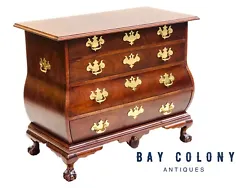 A classic 18th century design, bombe chest of drawers are highly desirable and also referred to as kettle form chests....