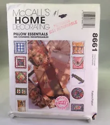 SEWING PATTERN Pillows 11 Designs Round, Square, Neck Roll, MORE McCalls 8661. Condition is New. Shipped with USPS...