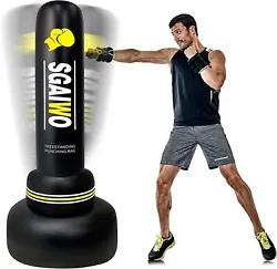 【Freestanding Punching Bag with Stand 】: Standing approx. 【Boxing bag with stand 】Use notes: Fill the punching...
