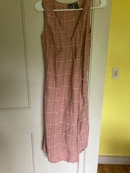 This is a sort of muted pink, in a small check pattern. 19