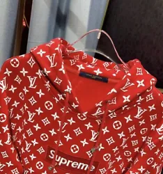 Supreme X Louis Vuitton Box Logo Hoodie - (Authentic) - Size Medium. Comes with recipes and papers.