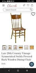 Late 20th Century Vintage Symmetrical Swirls Pressed Back Wooden Dining Chair.used but in great condition 60 for both.