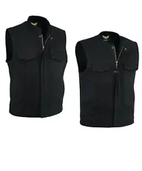 It is a pure cotton polyester blend, which is durable and heavy weight. Bikers can wear this classy motorcycle vest on...