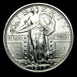 This is a 1917 Type 1 Standing Liberty Quarter. There is a small scratch on the obverse. You will receive the exact...