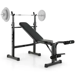 The back of the Weight Bench can be adjusted to tilt, drop or lie flat for a variety of full-body exercises....