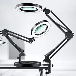 2-in-1 Heavy Duty Magnifying Desk lamp & Clamp Light :The magnifier lamp has been upgraded to a sturdy large base whose...
