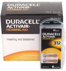 Duracell Zinc Air Size 312 Batteries. Duracell Hearing Aid Batteries are color-coded, making it easy to find the size...