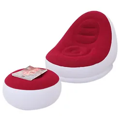 1 box Inflatable sofa. Quality Material: Made of soft-touch Polyester Flocking fabric and anti-slip PVC bottom,...
