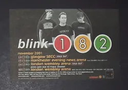 Blink 182 Take Off Your Pants and Jacket Tour 2001 Sm. The pictured ad is on one side and miscellaneous publication...