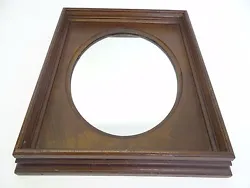 Antique, old, pocket, natural wood color, oval, square, wall hanging, vanity mirror. This item shows overall wear...