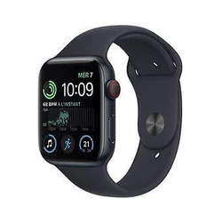 Watch SE GPS+Cellular 2eme generation, boîtier alumininium Minuit 44mm Bracelet Sport Minuit Détection des...