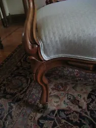 antique victorian arm chair. pale blue/white  mint condition