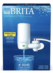 Brita Water Filter Complete Faucet Mount Water Filtration System For Tap, White.