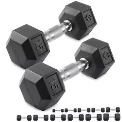 Heavy-duty construction: The rubber coated hex dumbbell is made from solid cast iron with a strong rubber coating on...