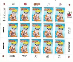 Année 2022. Feuille de 15 timbres de collection Naruto.