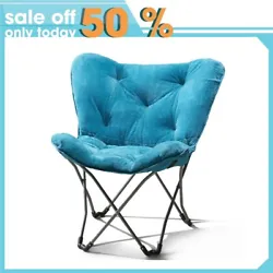 Lounging in style has never been easier with the Mainstays Folding Butterfly Chair in Blue Faux Fur. Decked out in...