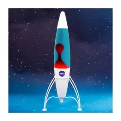 Travel to space with this NASA rocket-shaped lava lamp. The lamp features a swirl of red lava-like blobs that float...