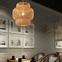 Ceiling Rattan Hanging Lamp Basket Bamboo Pendant Light Natural Lighting Fixture The package includes: 1X Bamboo...