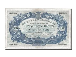 Billet, Belgique, 500 Francs-100 Belgas, 1931, 1931-09-21, TTB. Belgique, 100 Belgas / 500 Francs type 1927-29, 21...