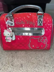 Hello Kitty Sanrio Loungefly hot pink Patent Barrel Purse With Bag Clip.