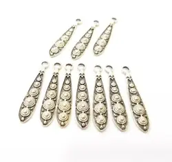 Size : 34x6mm. Drop Dangle Antique Silver Plated Charms jewelry Accessories. Color: Antique Silver - Oxidized Silver....