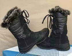 Nice! North Face Faux Fur Tall Black Suede Leather Puffer Winter Snow Boots Sz 9. Great condition, very gently worn, a...