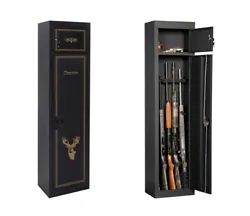 A great, attractive, and economical way to secure up to five long guns. This gun cabinet includes three-point locking...