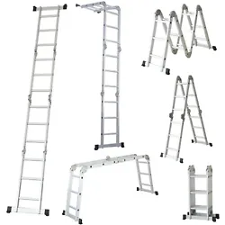 The stair ladder is constructed of sturdy aluminum, multi position safety lock hinges and stabilizer bars with high...