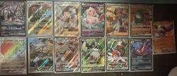 Pokemon Card Lot x15 V and better x14 halos x25 reverse halos Sleeved Mint.