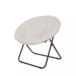 Kick back and relax with the folding plush saucer chair in fur. This smart folding chair features around, fabric, wide...