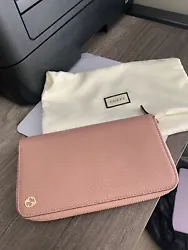 Gucci Soft Pink Leather Gold Interlocking G Zip Around Wallet 449347 5806. AUTHENTIC BRAND NEW GUCCI WALLETMADE IN...